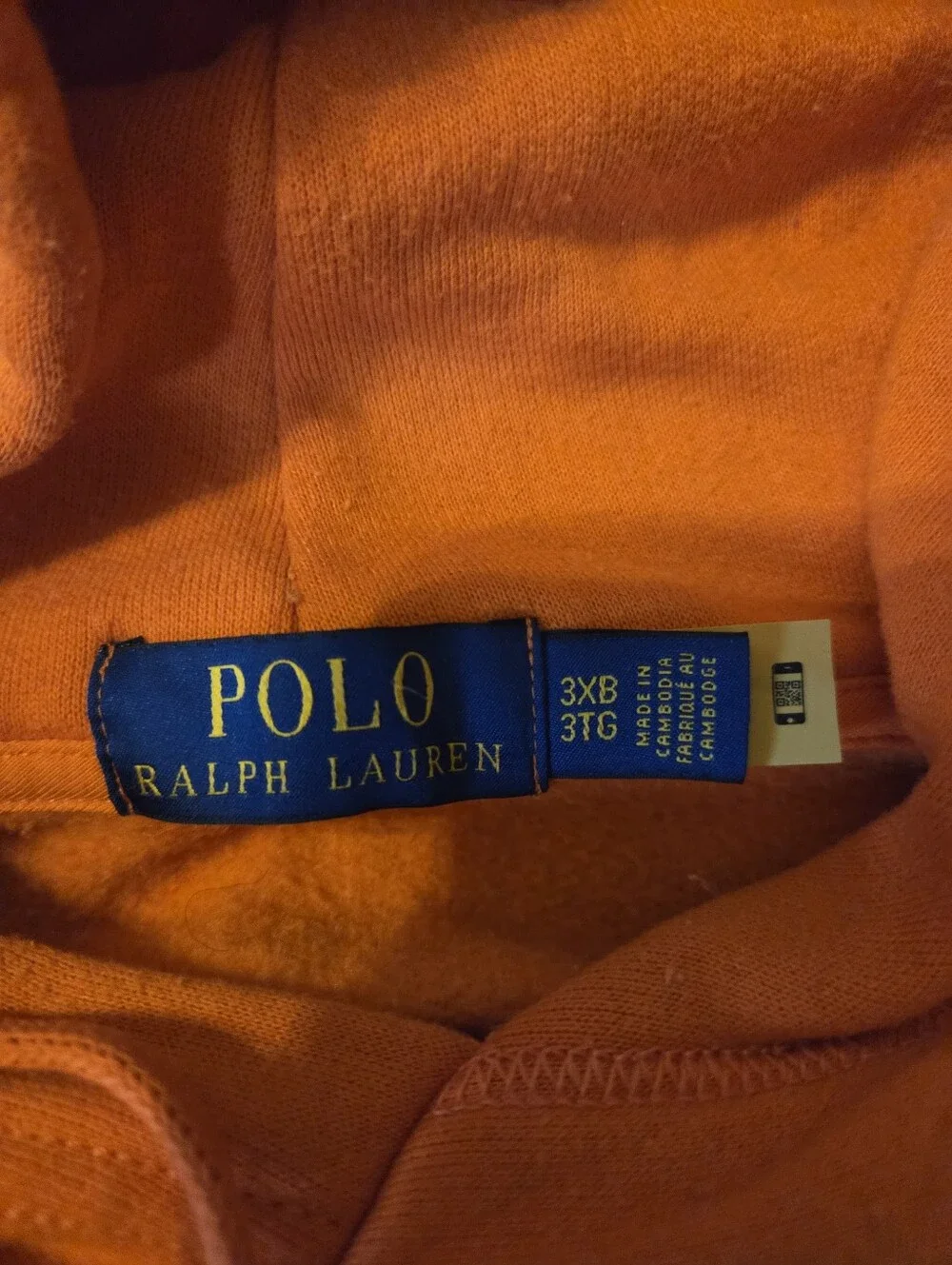 Polo by Ralph Lauren Bright Orange Pullover Hoodie with Embroidered Logo